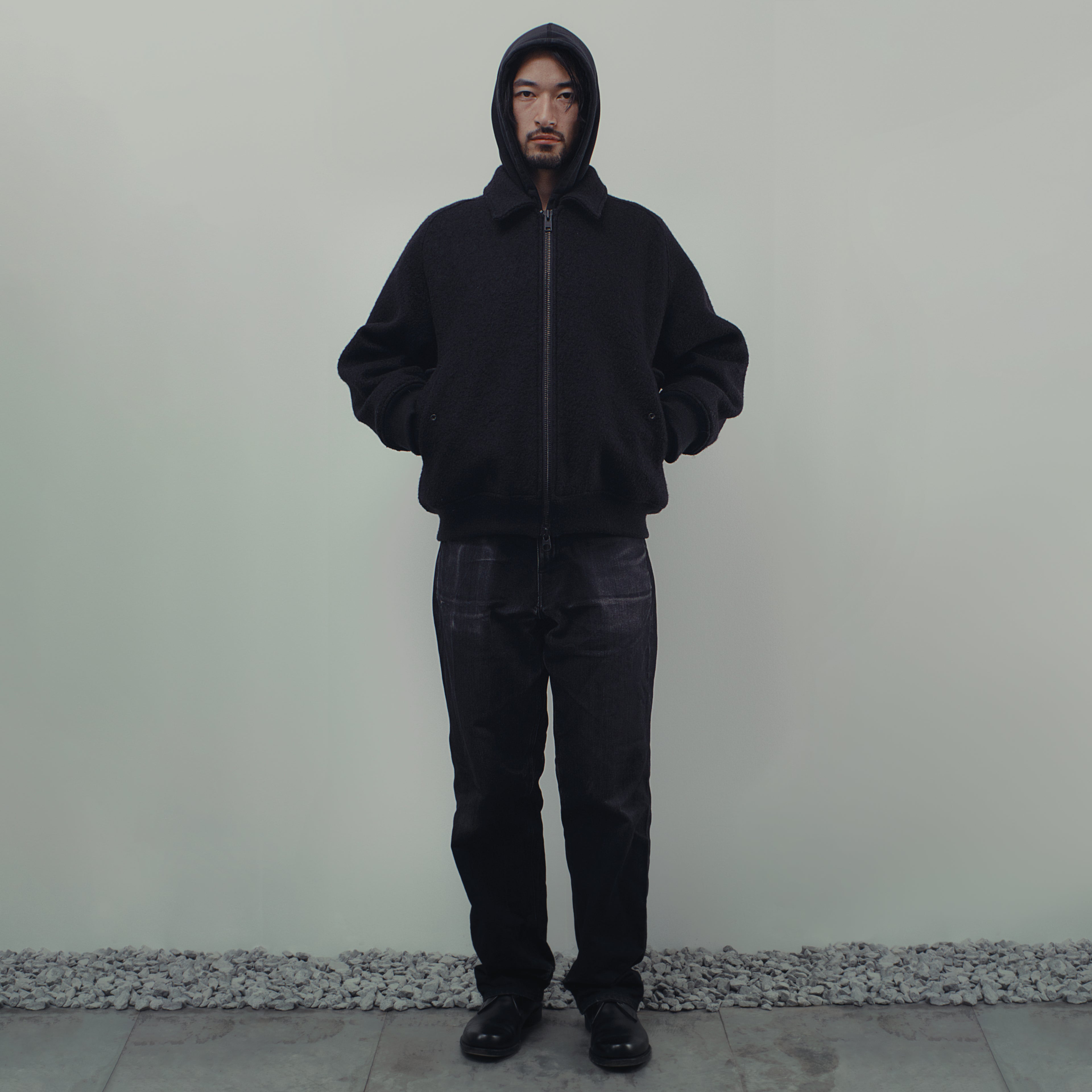 BOMBER IN BLACK WOOL