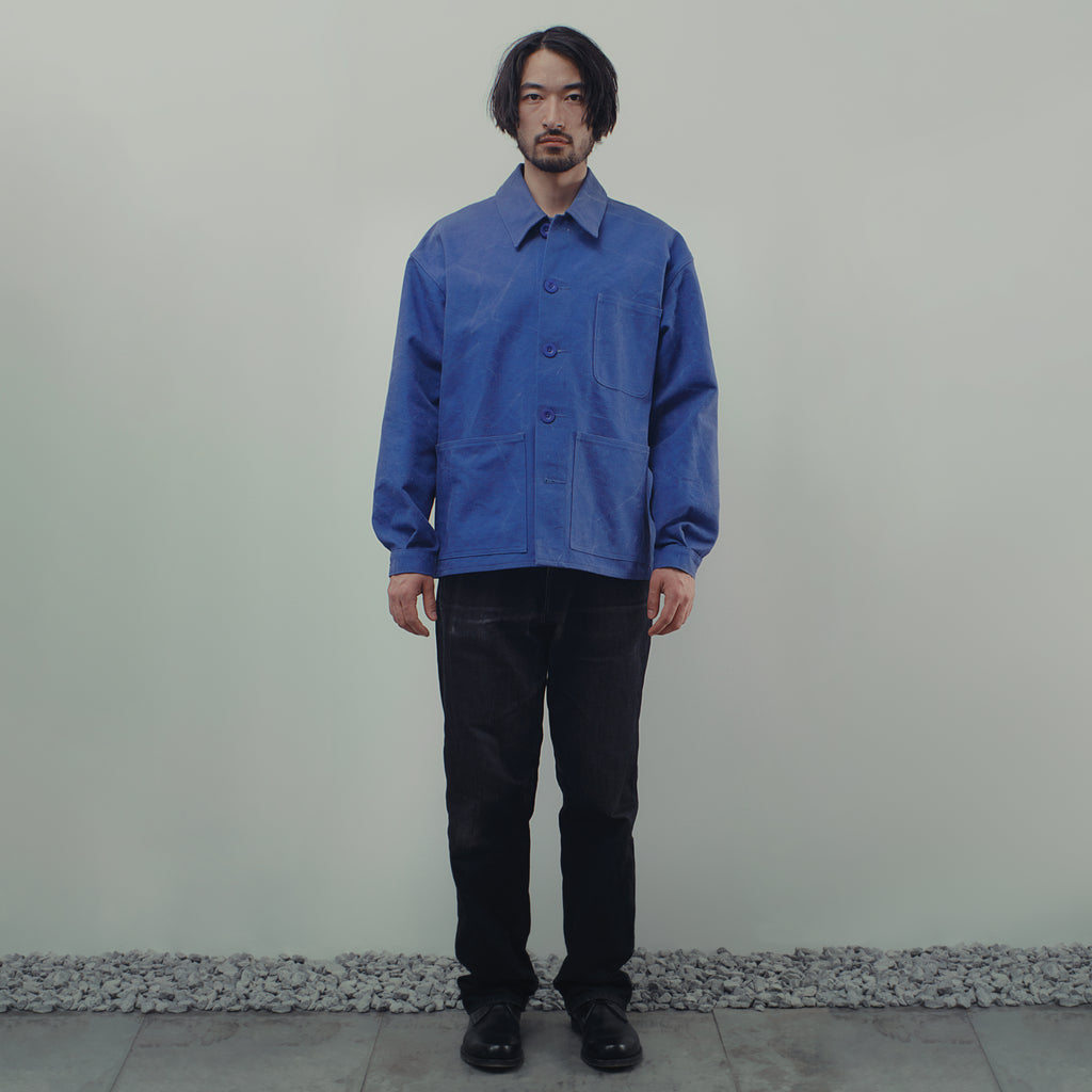 FRENCH WORKER'S COAT IN BLUE CANVAS