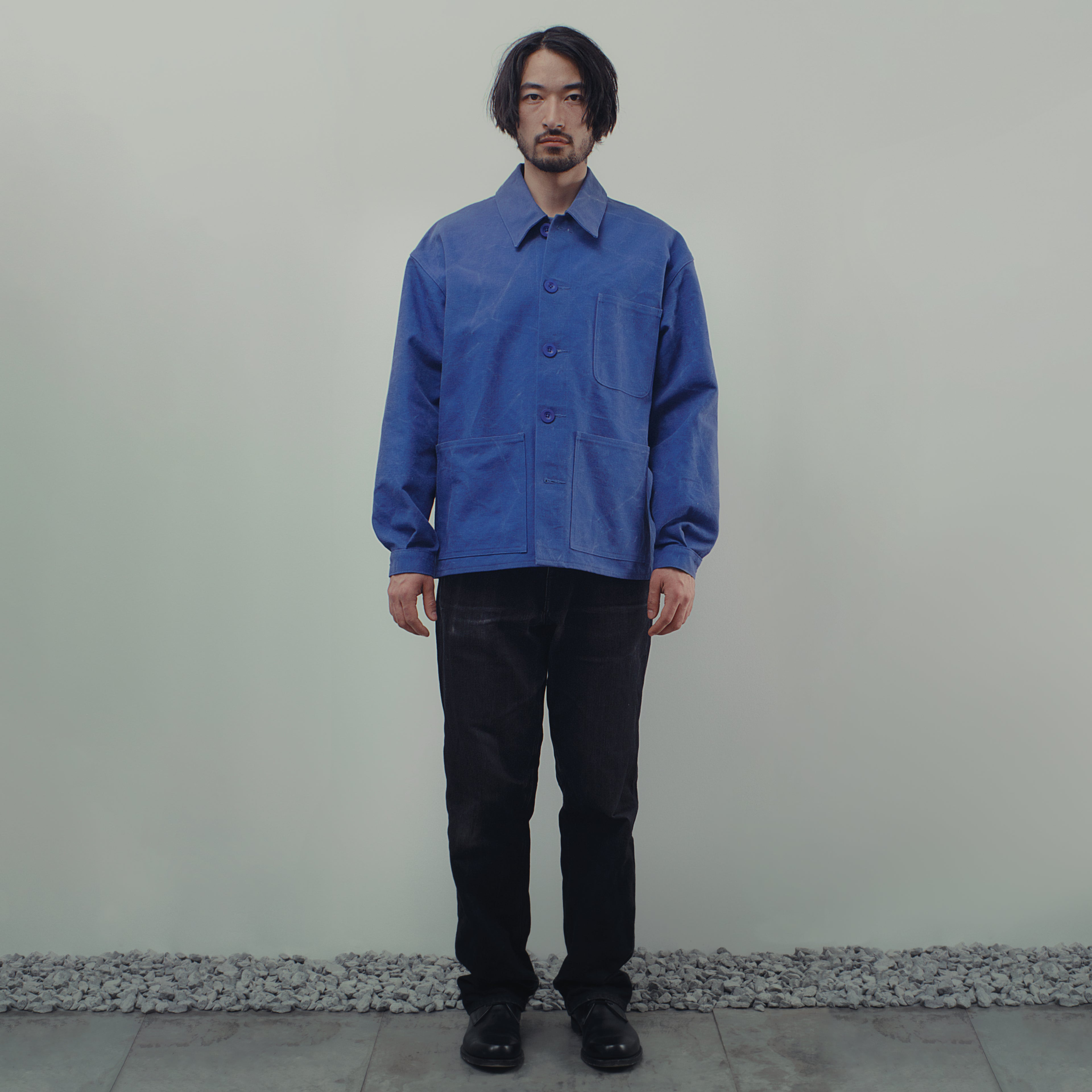 FRENCH WORKER'S COAT IN BLUE CANVAS