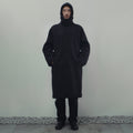 BALMACAAN TRENCH COAT IN BLACK WOOL - MID LENGTH