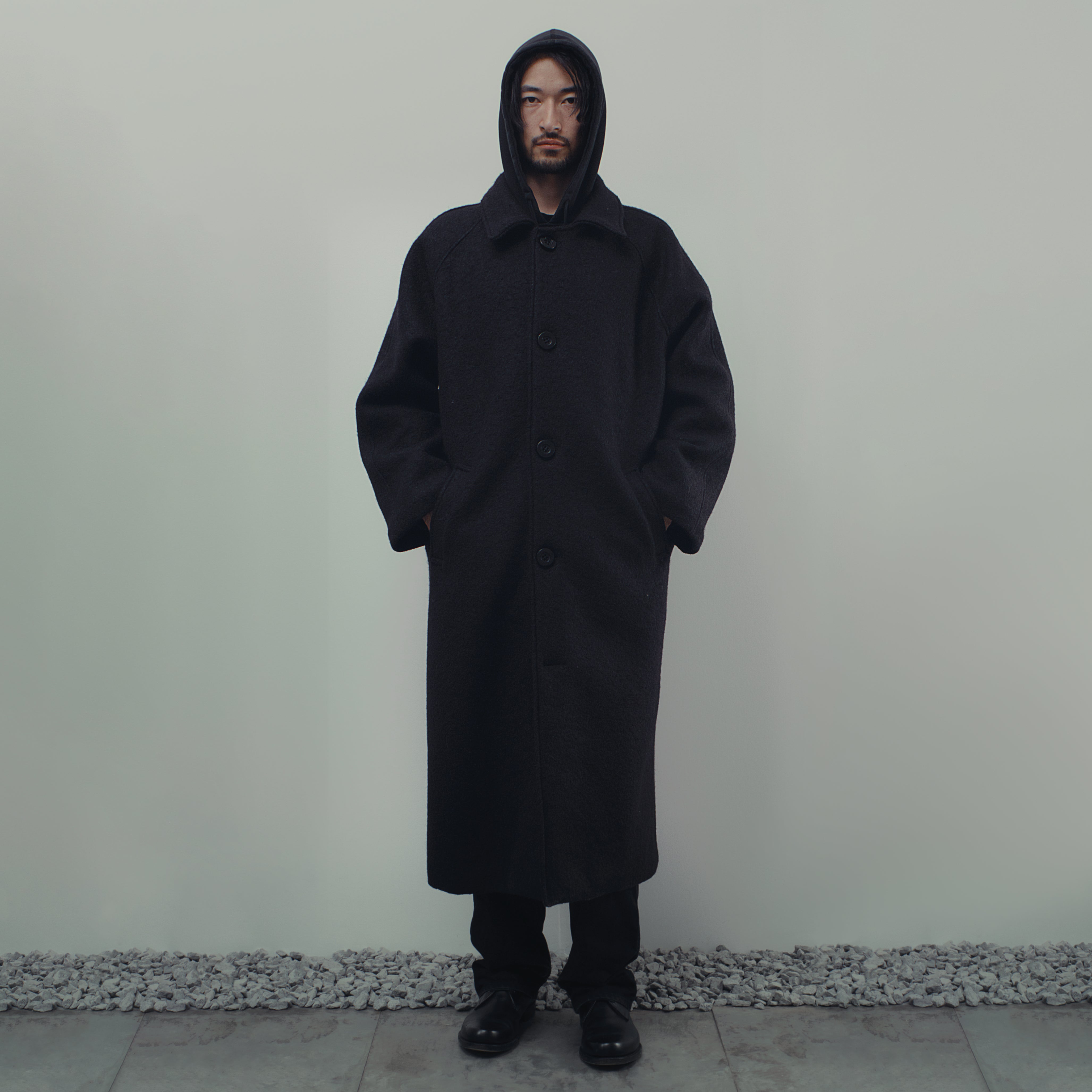 BALMACAAN TRENCH COAT IN BLACK WOOL - FULL LENGTH – Highland Prophets