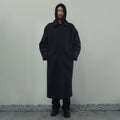 BALMACAAN TRENCH COAT IN BLACK WOOL - FULL LENGTH