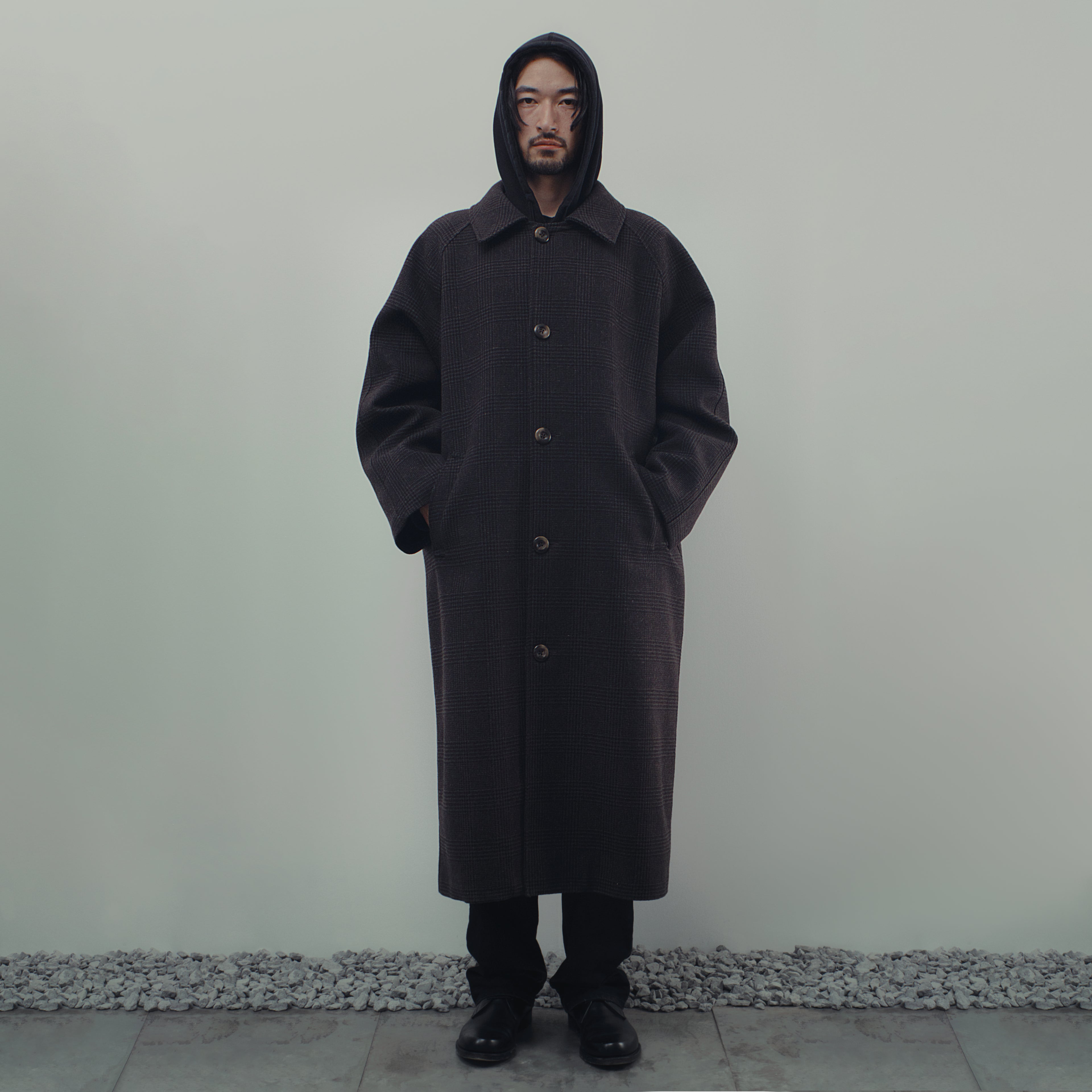 BALMACAAN TRENCH COAT IN GLEN CHECK WOOL
