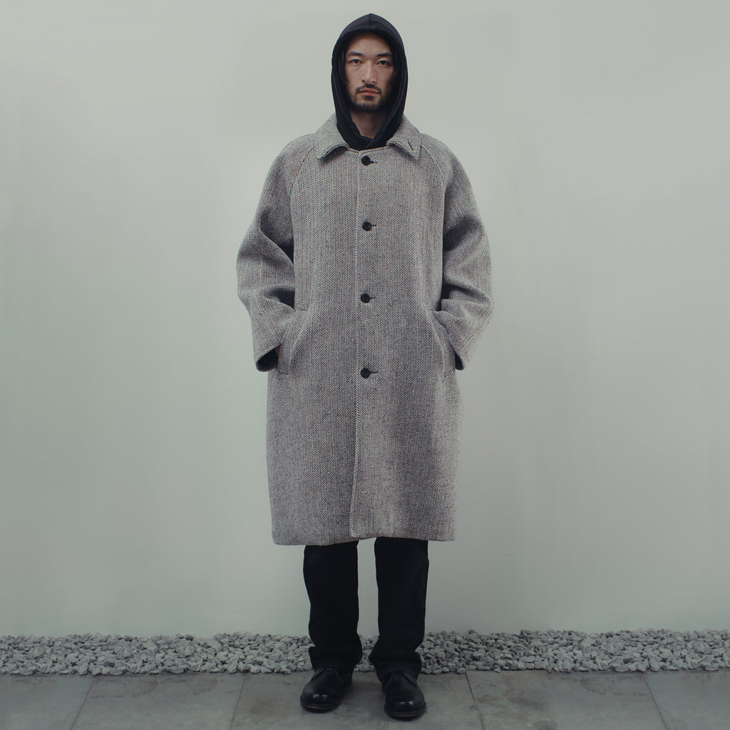 BALMACAAN TRENCH COAT IN HERRINGBONE WOOL