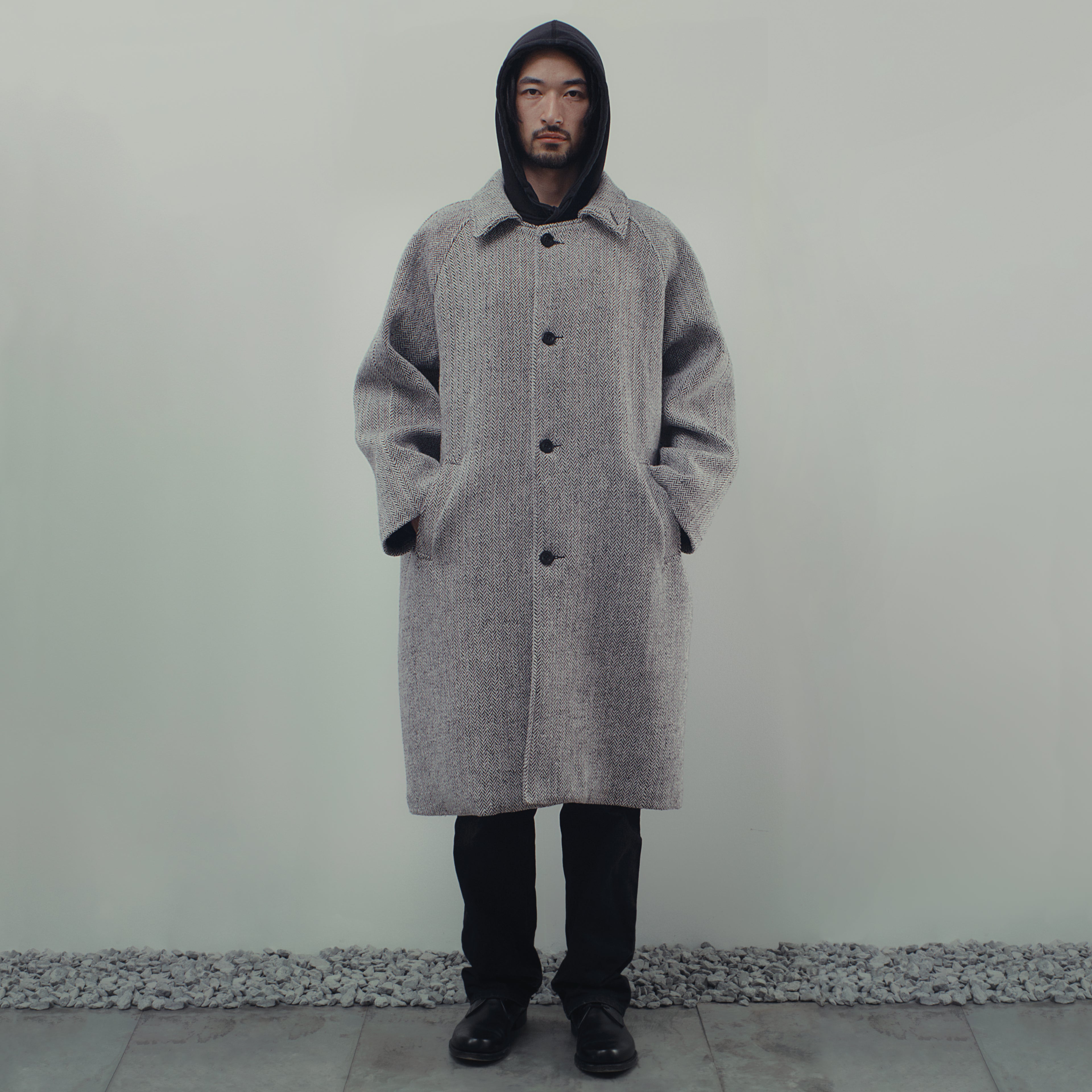BALMACAAN TRENCH COAT IN HERRINGBONE WOOL
