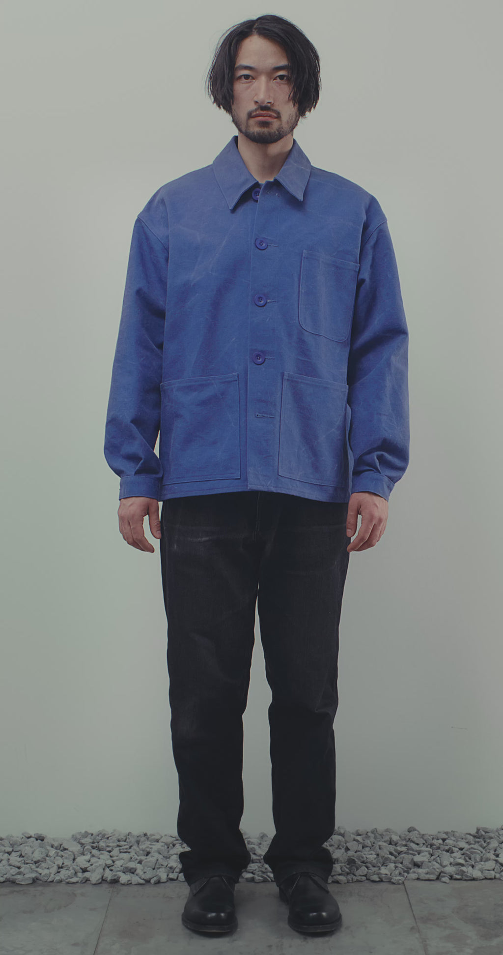 FRENCH WORKER'S COAT IN BLUE CANVAS