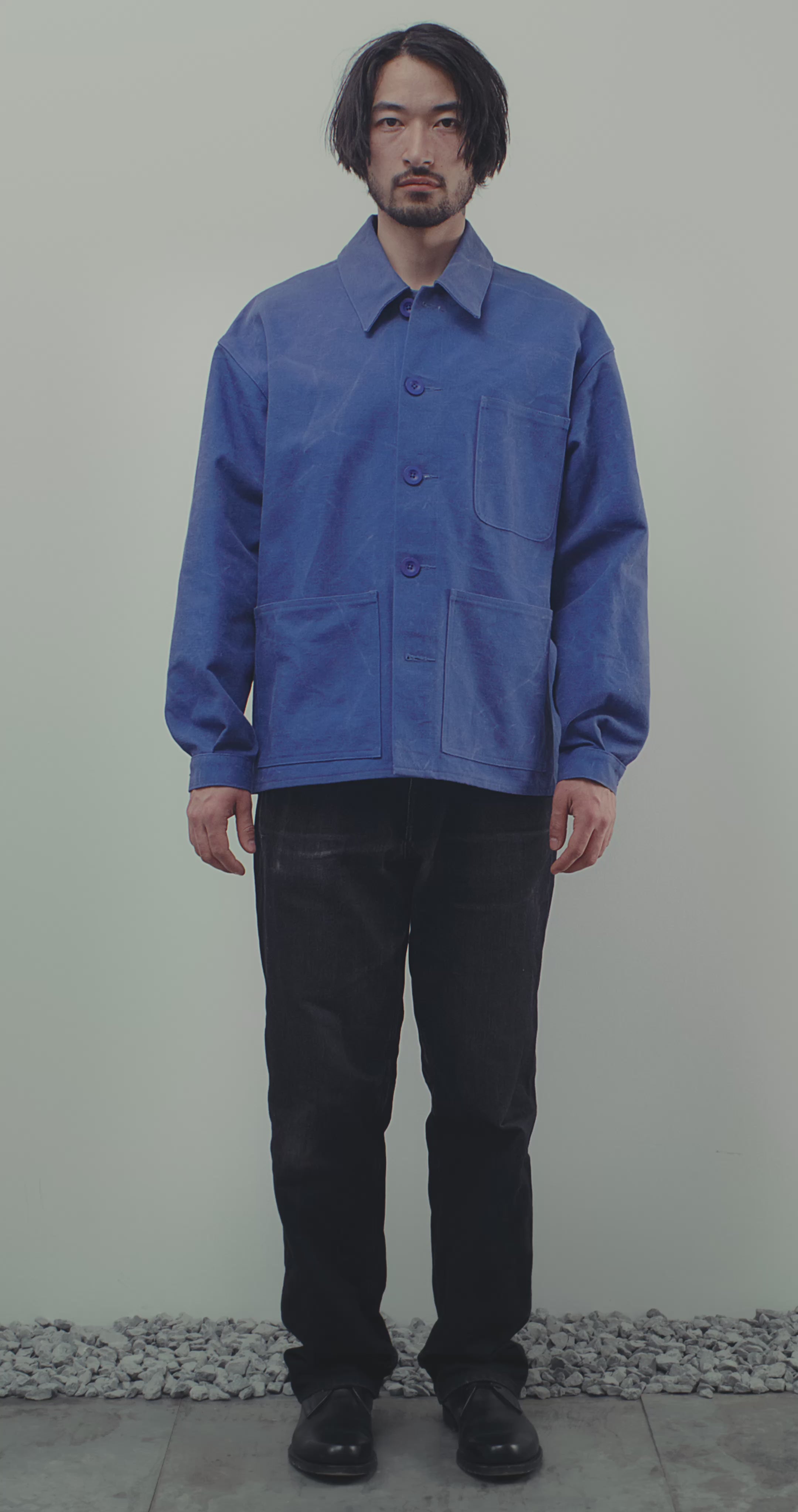 FRENCH WORKER'S COAT IN BLUE CANVAS