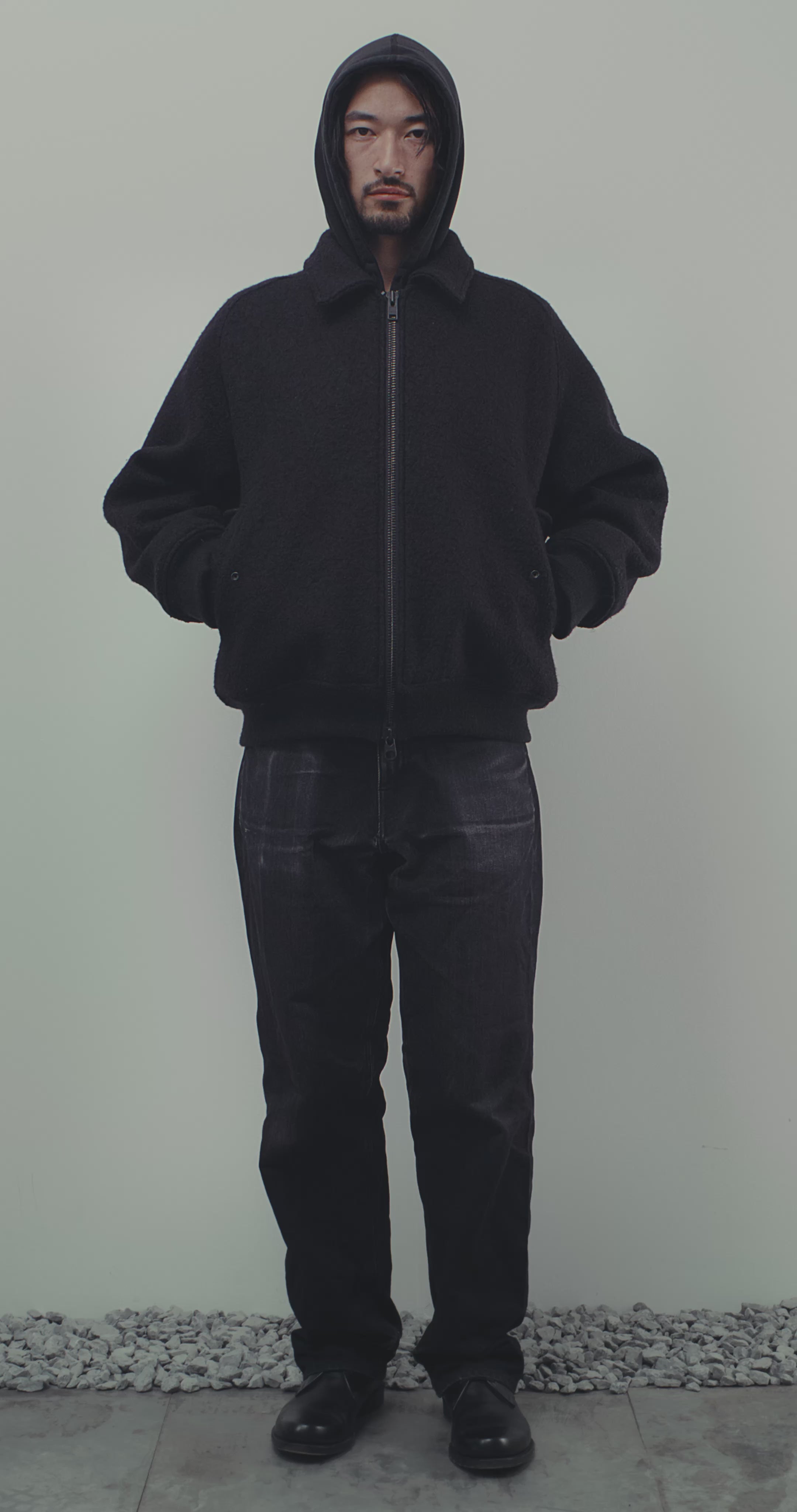 BOMBER IN BLACK WOOL