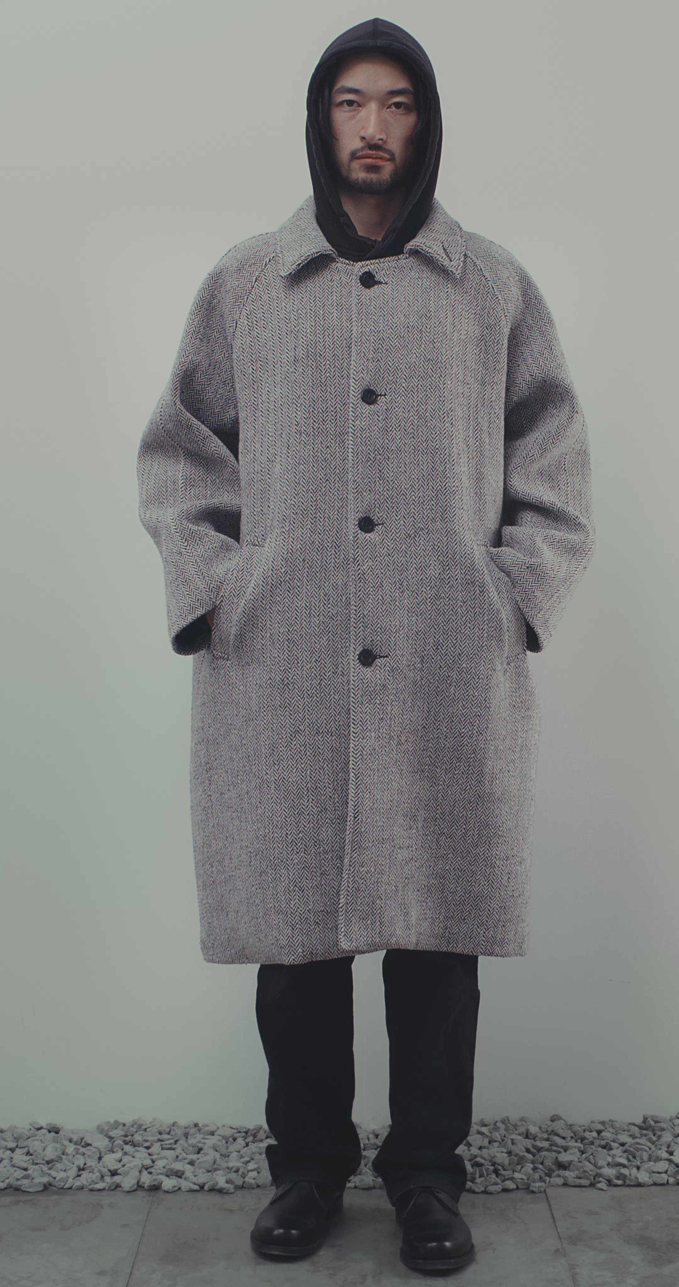 BALMACAAN TRENCH COAT IN HERRINGBONE WOOL